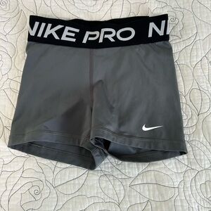Nike Pro Charcoal Gray Shorts with Black Waistband